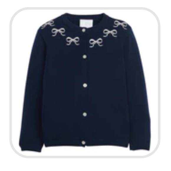 Little English - Embroidered Essential Cardigan - Navy Bows - Picture 1 of 1